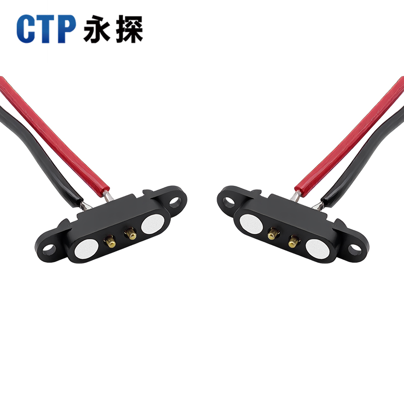 永探2PIN带耳磁吸连接器带焊线